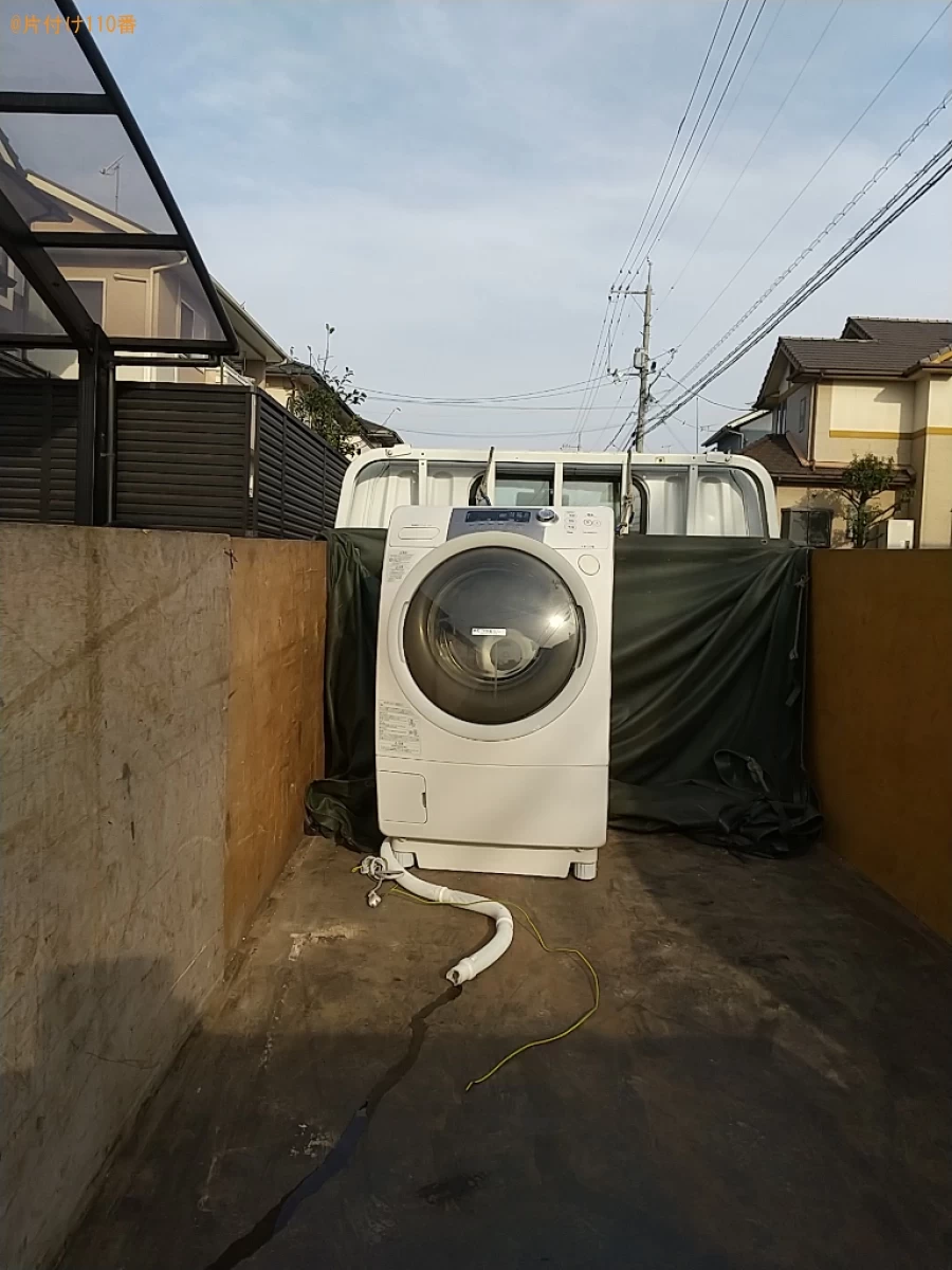 【福山市坪生町】洗濯機の設置と古いドラム式乾燥機付洗濯機の回収