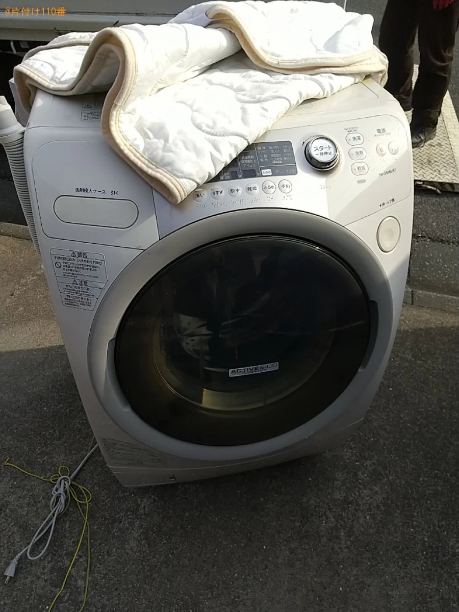 【福山市坪生町】洗濯機の設置と古いドラム式乾燥機付洗濯機の回収